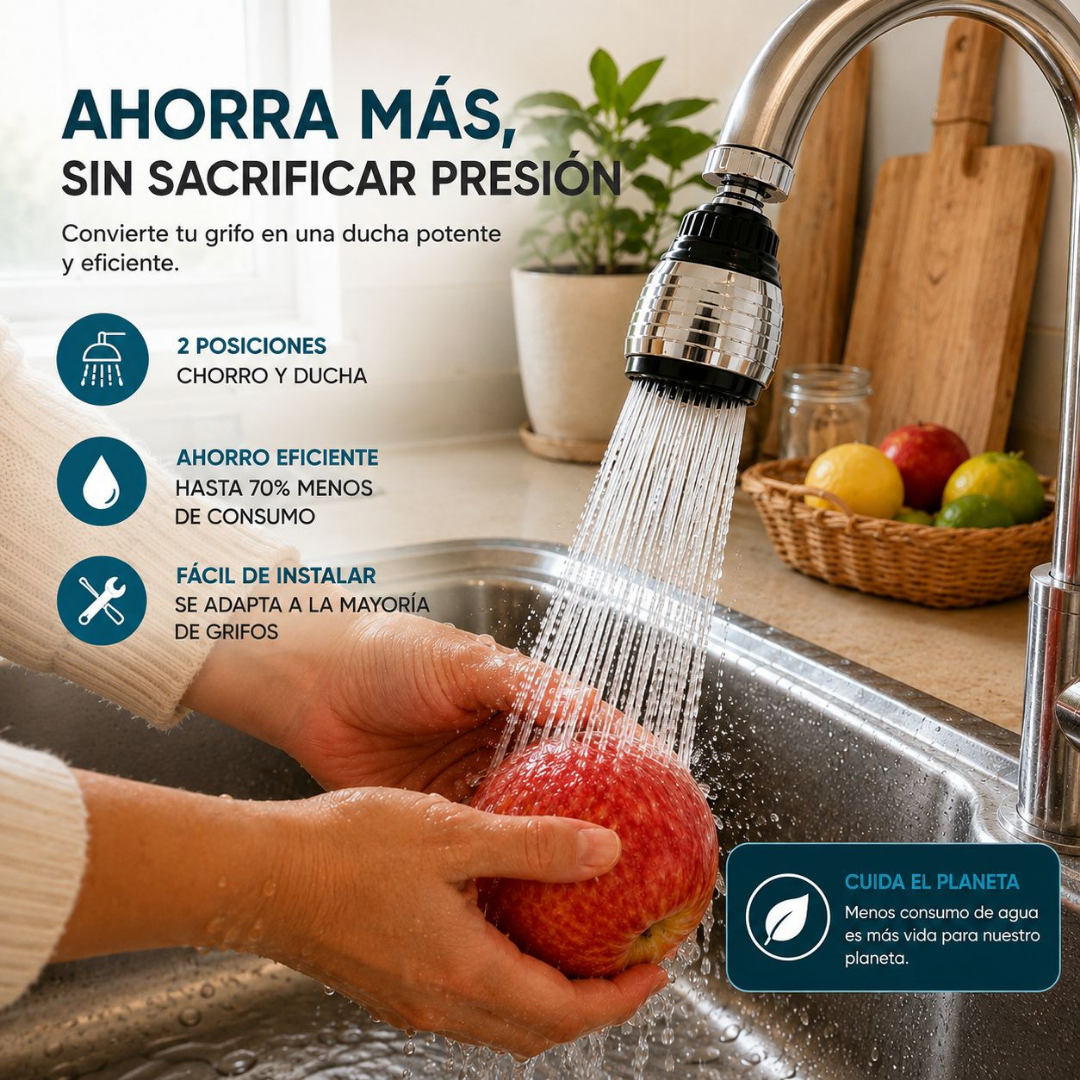 AquaFlow Pro — Aireador Ahorrador de Agua 360°