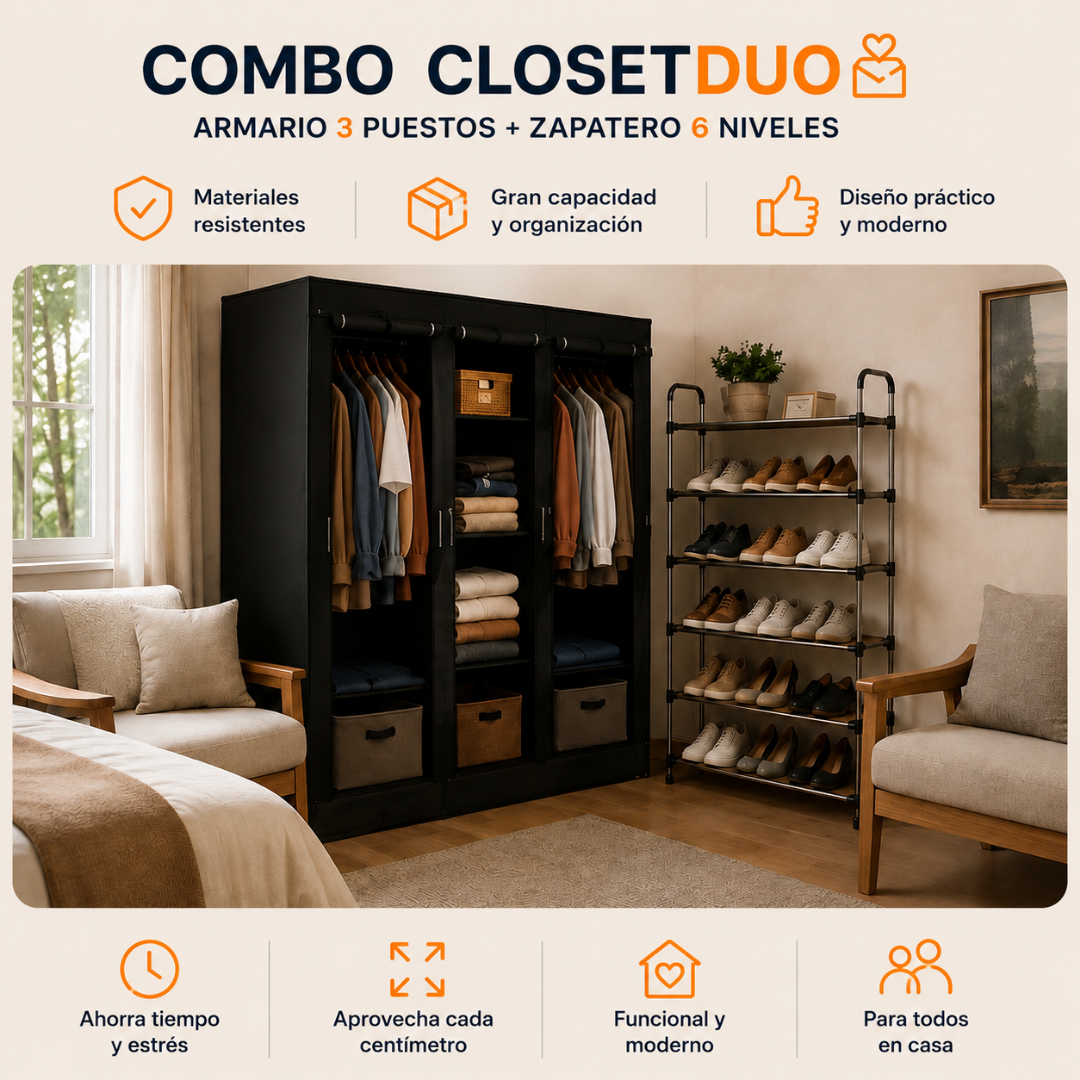 ClosetDuo — El Organizador 2 en 1 de Clóset y Zapatos