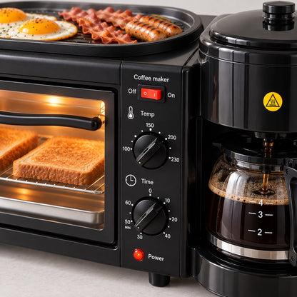 MorningStation Pro — Horno Tostador, Cafetera y Parrilla.