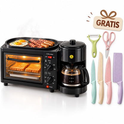 MorningStation Pro — Horno Tostador, Cafetera y Parrilla.