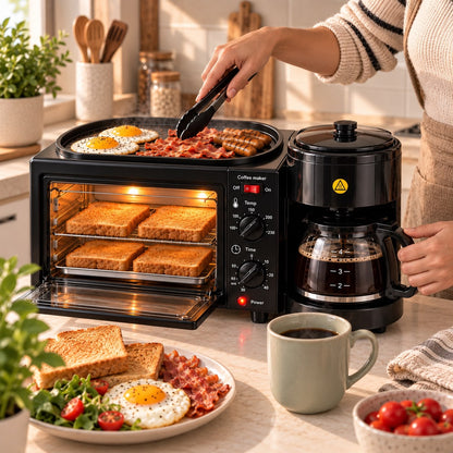 MorningStation Pro — Horno Tostador, Cafetera y Parrilla.