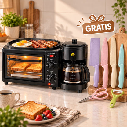 MorningStation Pro — Horno Tostador, Cafetera y Parrilla.