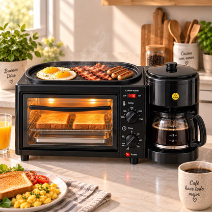 MorningStation Pro — Horno Tostador, Cafetera y Parrilla.
