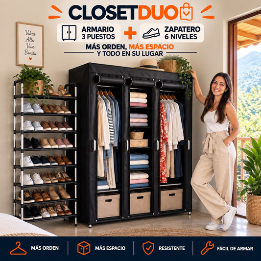 ClosetDuo — El Organizador 2 en 1 de Clóset y Zapatos